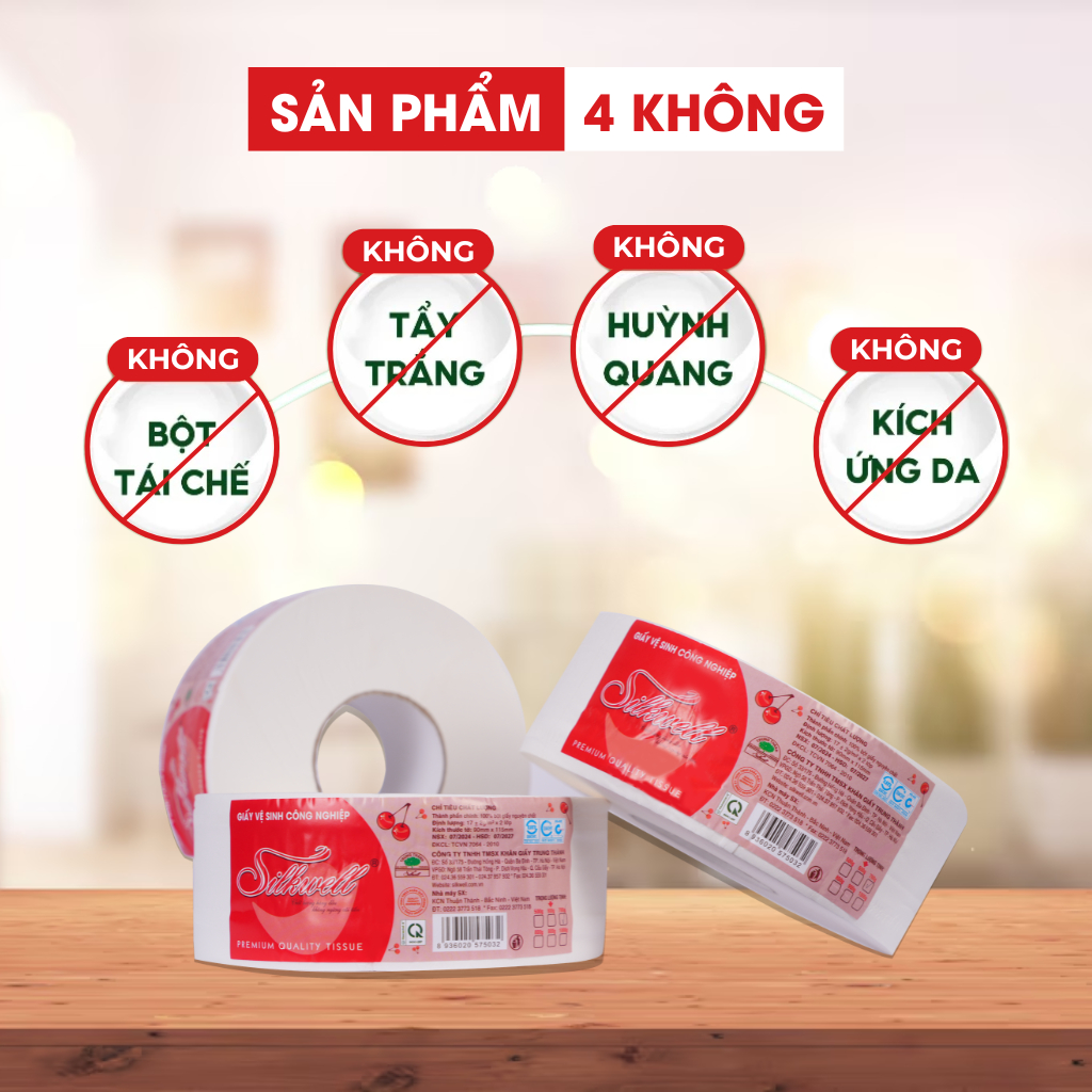 Ảnh Combo 5 giấy vệ sinh công nghiệp cuộn lớn Silkwell 700gr 2 lớp mềm mịn, thấm hút tốt, hàng chính hãng 2