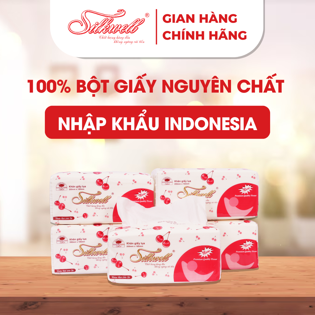 Ảnh Combo 10 gói giấy rút lụa Cherry 280 tờ 2 lớp, giấy ăn Silkwell cao cấp mềm mịn không tẩy trắng 2