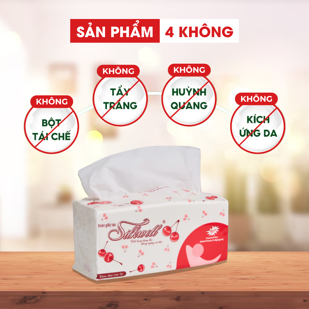 Ảnh Combo 10 gói giấy rút lụa Cherry 280 tờ 2 lớp, giấy ăn Silkwell cao cấp mềm mịn không tẩy trắng 3