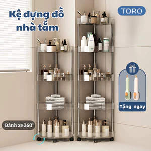 Kệ Góc Tường Trong Suốt Để Đồ Nhà Tắm Có Bánh Xe Linh Hoạt, Giá Để Đồ Nhà Vệ Sinh Thiết Kế Thoát Nước Nhanh