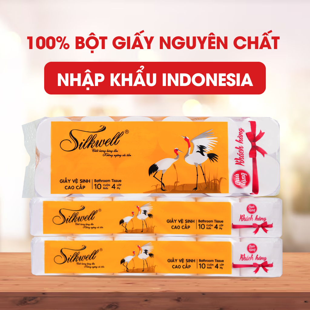 Ảnh Giấy vệ sinh Sếu 12 cuộn 4 lớp không lõi cao cấp siêu mềm mịn không tẩy trắng hàng chính hãng 1