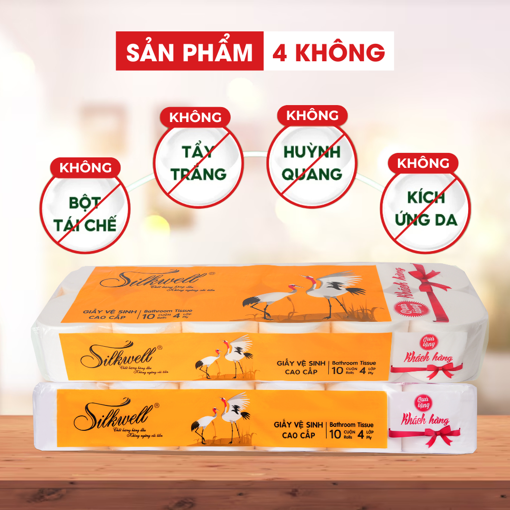 Ảnh Giấy vệ sinh Sếu 12 cuộn 4 lớp không lõi cao cấp siêu mềm mịn không tẩy trắng hàng chính hãng 2
