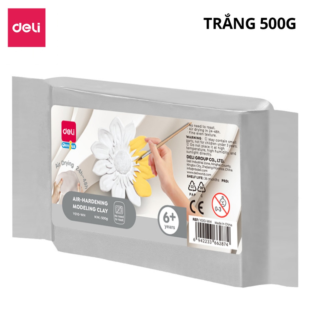 Đất Sét Tự Khô Deli Đất Sét Mỹ Thuật Túi 250/500gr Khô Sau 24H An Toàn Không Mùi Làm Khuôn Nặn Hình Mẫu Thỏa Sức SángTạo