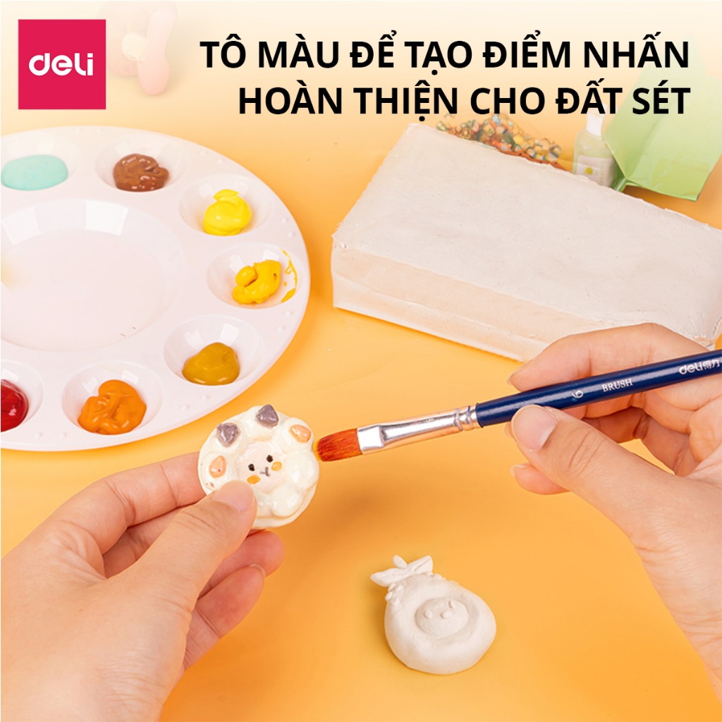 Đất Sét Tự Khô Deli Đất Sét Mỹ Thuật Túi 250/500gr Khô Sau 24H An Toàn Không Mùi Làm Khuôn Nặn Hình Mẫu Thỏa Sức SángTạo