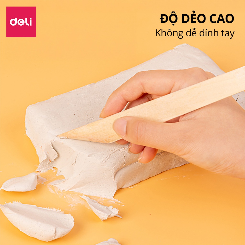 Đất Sét Tự Khô Deli Đất Sét Mỹ Thuật Túi 250/500gr Khô Sau 24H An Toàn Không Mùi Làm Khuôn Nặn Hình Mẫu Thỏa Sức SángTạo