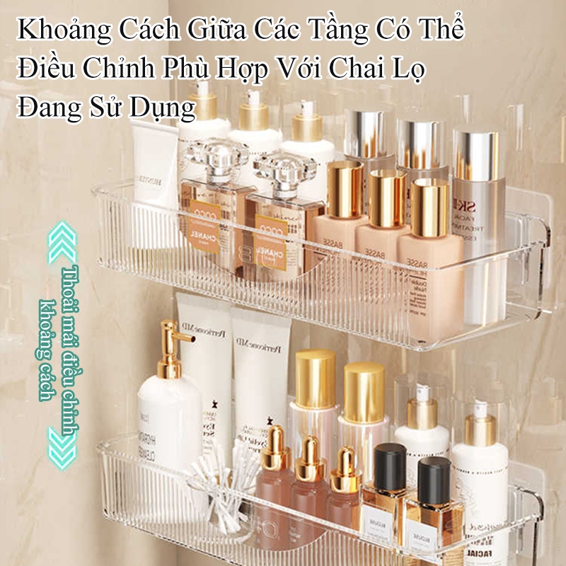 Kệ nhà tắm dán tường HOMELOVE Kệ đựng đồ treo tường bằng mica để chai lọ mỹ phẩm và vật dụng cần thiết