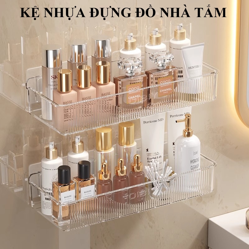 Kệ nhà tắm dán tường HOMELOVE Kệ đựng đồ treo tường bằng mica để chai lọ mỹ phẩm và vật dụng cần thiết