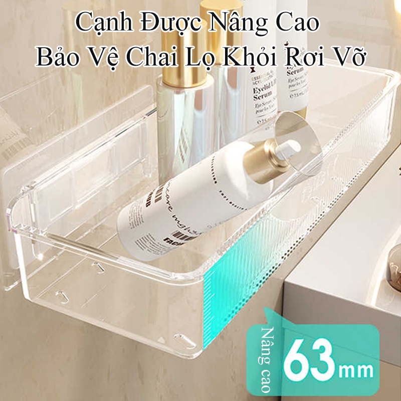 Kệ nhà tắm dán tường HOMELOVE Kệ đựng đồ treo tường bằng mica để chai lọ mỹ phẩm và vật dụng cần thiết