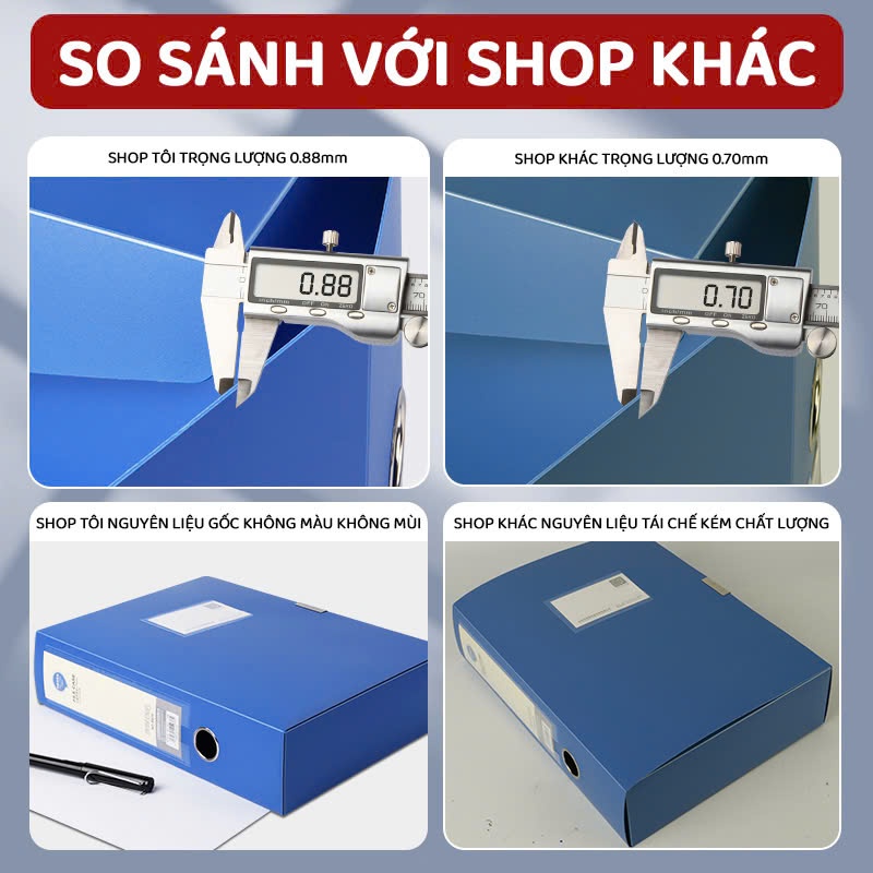 File hộp đựng tài liệu A4 giúp bảo quản hồ sơ, giấy sờ gọn gàng nhiều kích thước