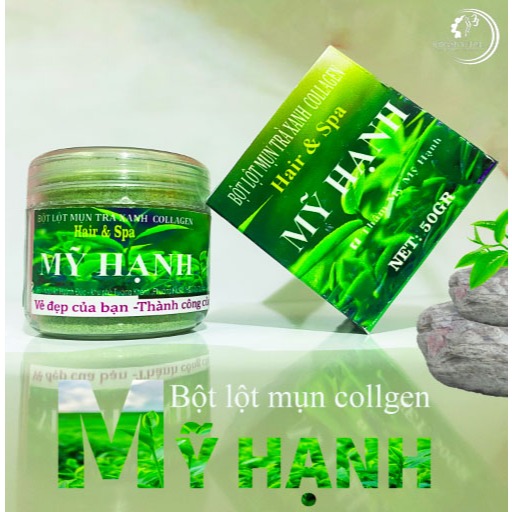 Bột lột mụn trà xanh collagen Mỹ Hạnh ,làm sạch mụn cám ,mụn đầu đen chất bả nhờn ,50g