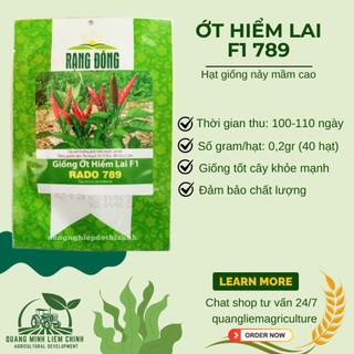 Hạt Giống Ớt Hiểm Lai F1 RADO 789 (Gói 0,2gram~40 Hạt) Rạng Đông, Siêu Cay, Siêu Trái, Cây Khỏe