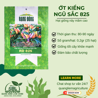 Hạt Giống Ớt Kiểng Ngũ Sắc RADO 825 (Gói 0,2gram~25 Hạt) Rạng Đông, Sai Trái, Trồng Làm Kiểng