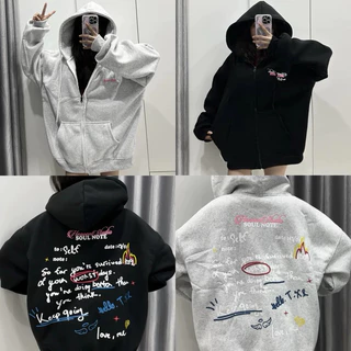 Áo khoác zip nỉ nam nữ SOUL NOTES THOXRI, Hoodie zip local brand cute nỉ bông mũ to 2 lớp mũ dầy