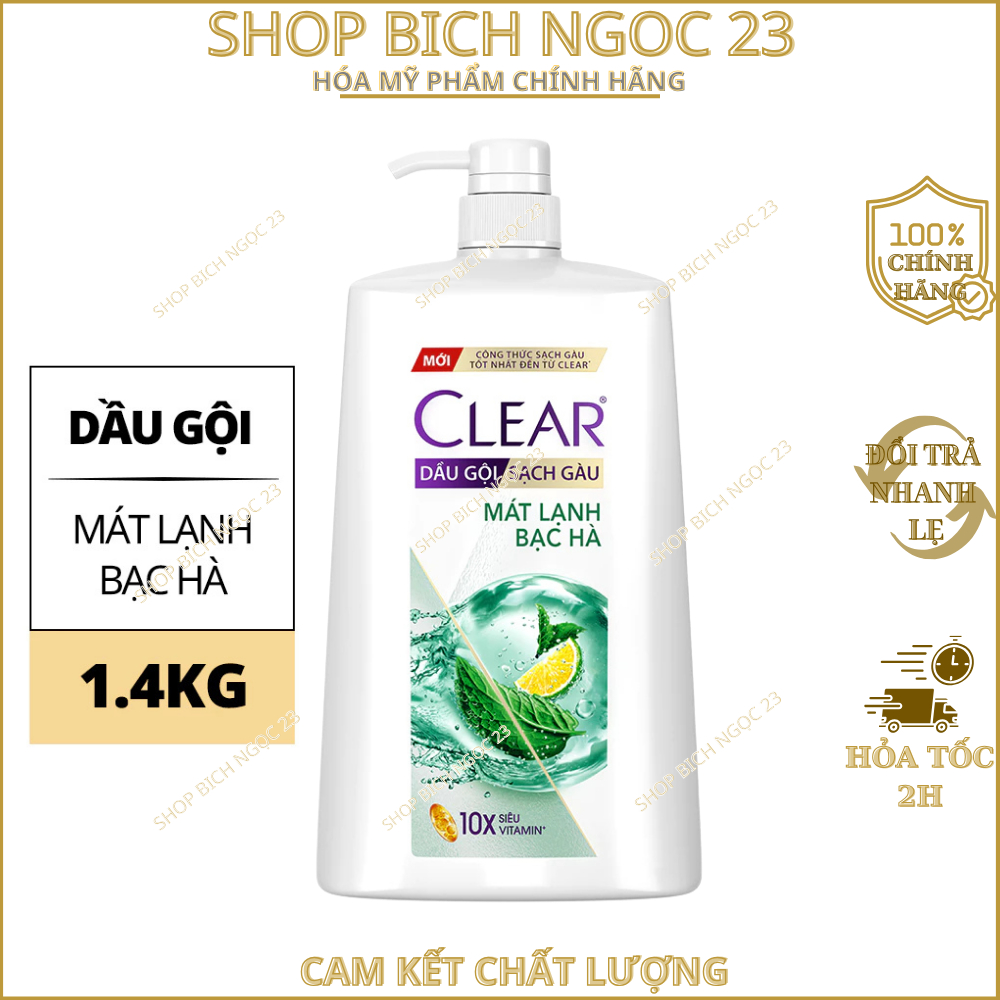 Dầu gội sạch gàu Clear Mát Lạnh Bạc Hà 1,4kg