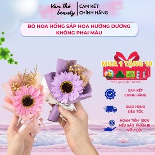 Bó Hoa Hồng Sáp Hoa Hướng Dương Giả Không Phai Màu, Hoa Sáp Làm Quà Tặng Tuyệt Vời, Quà Tặng 20/10, Vân Thỏ Beauty