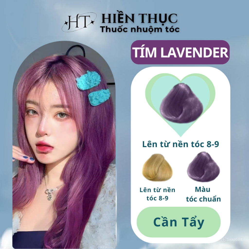 Thuốc nhuộm tóc màu Tím Lavender tặng kèm dụng cụ nhuộm | Thuốc nhuộm tóc Hiền Thục