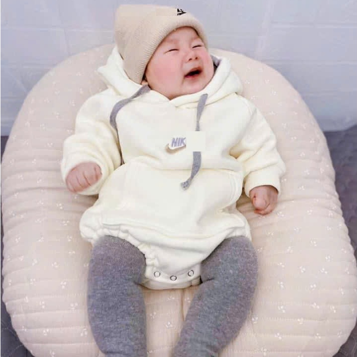 (HÀNG CÓ SẴN) Suit NI KE KEM hàng qccc nỉ bông mũ 2 lớp, dày dặn cho bé trai bé gái 5-14kg