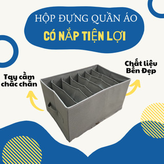 Hộp xếp quần áo gấp gọn có nắp chất liệu Vải Oxford bền đẹp chống bụi, dọn dẹp tủ quần áo gọn gàng đựng đồ lót, tất vớ