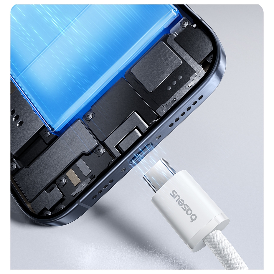 Cáp sạc nhanh Baseus 100W PD USB-C sang USB-C, Sạc nhanh cho Phon.e 15, M.ac, Sa.m.sung và các thiết bị tương tự