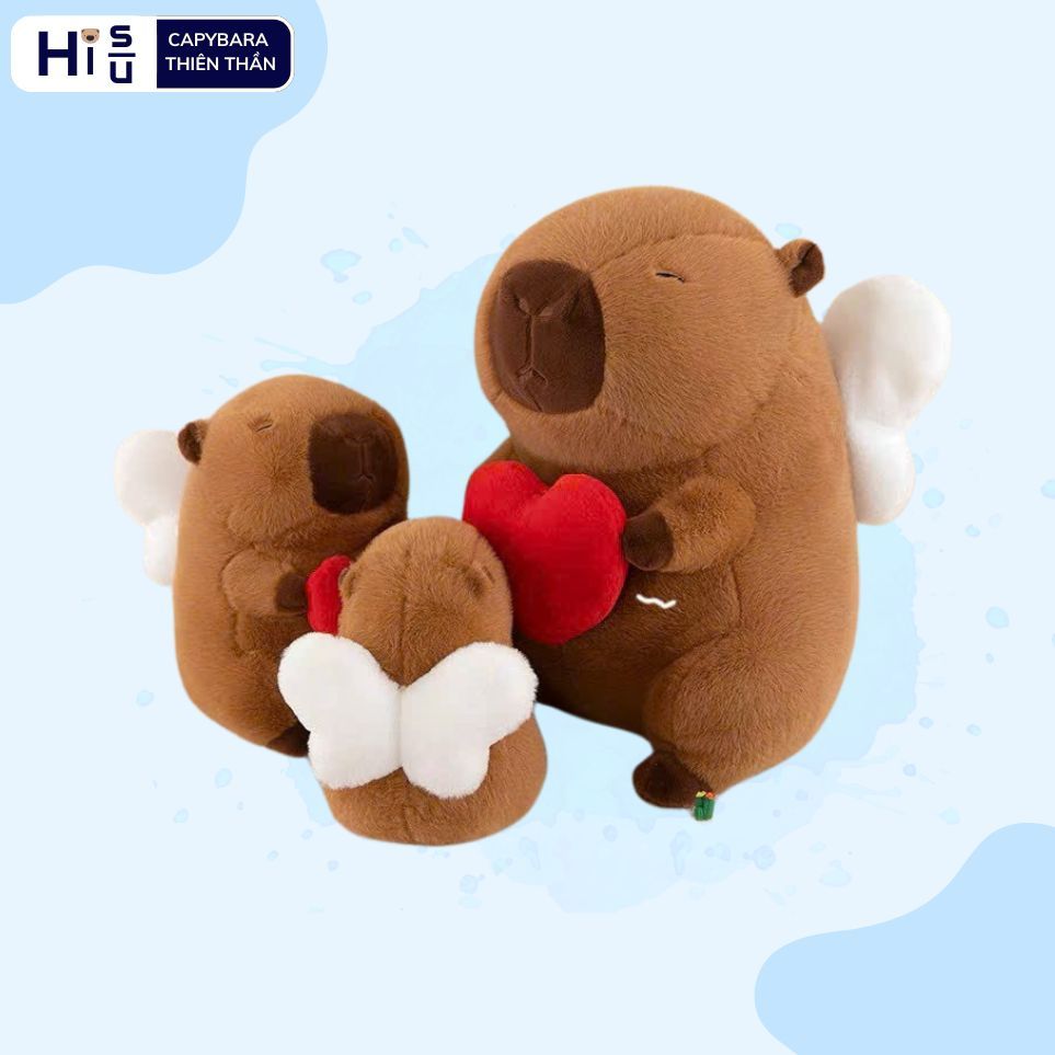Capybara Có Cánh Chuột Capybara Cánh Thiên Thần Ôm Trái Tim Dễ Thương Gấu Bông Capybara Cánh Tiên Cao Cấp
