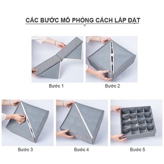 Hộp vải đựng đồ lót, khay đựng xếp tất vớ, quần áo chất liệu Vải bền đẹp chia ngăn tiện lợi