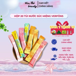 Hộp 20 Túi Nước Súc Miệng VERFÔNS Giúp Hơi Thở Thơm Mát Sảng Khoái, Nước Xúc Miệng Tiện Lợi Bỏ Túi Khi Đi Ra Ngoài