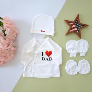 Combo 2 áo cột dây kèm 2 set mũ vớ tất cho bé sơ sinh
