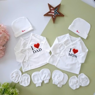 Combo 2 áo cột dây kèm 2 set mũ vớ tất cho bé sơ sinh
