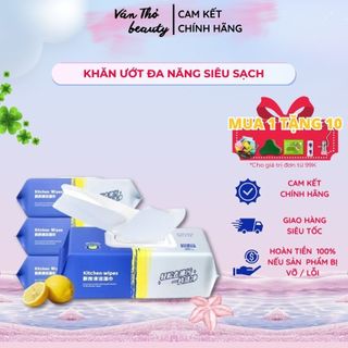 Khăn Giấy Ướt Đa Năng Siêu Sạch Lau Bếp, Khăn Giấy Ướt Gói, Không Độc Hại, Không Kích Ứng Da, Vân Thỏ Beauty