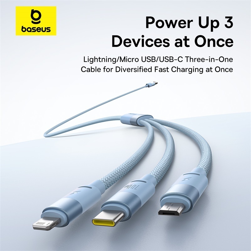 Cáp sạc nhanh và truyền dữ liệu 3 trong 1 18W Baseus StarSpeed USB sang Type-C Ligh Micro dài 1.5m