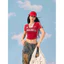 Áo croptop đỏ cổ tim zerocilcle TUANLECLOTHING phong cách thể thao đường phố Sport