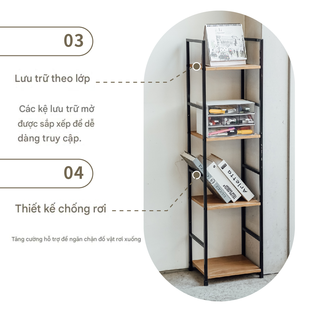 Kệ để đồ đa năng RICHOME I-R-SH603/I-R-SH604 – Kệ trưng bày, kệ sách. Khung kim loại. Bảo hành 6 tháng