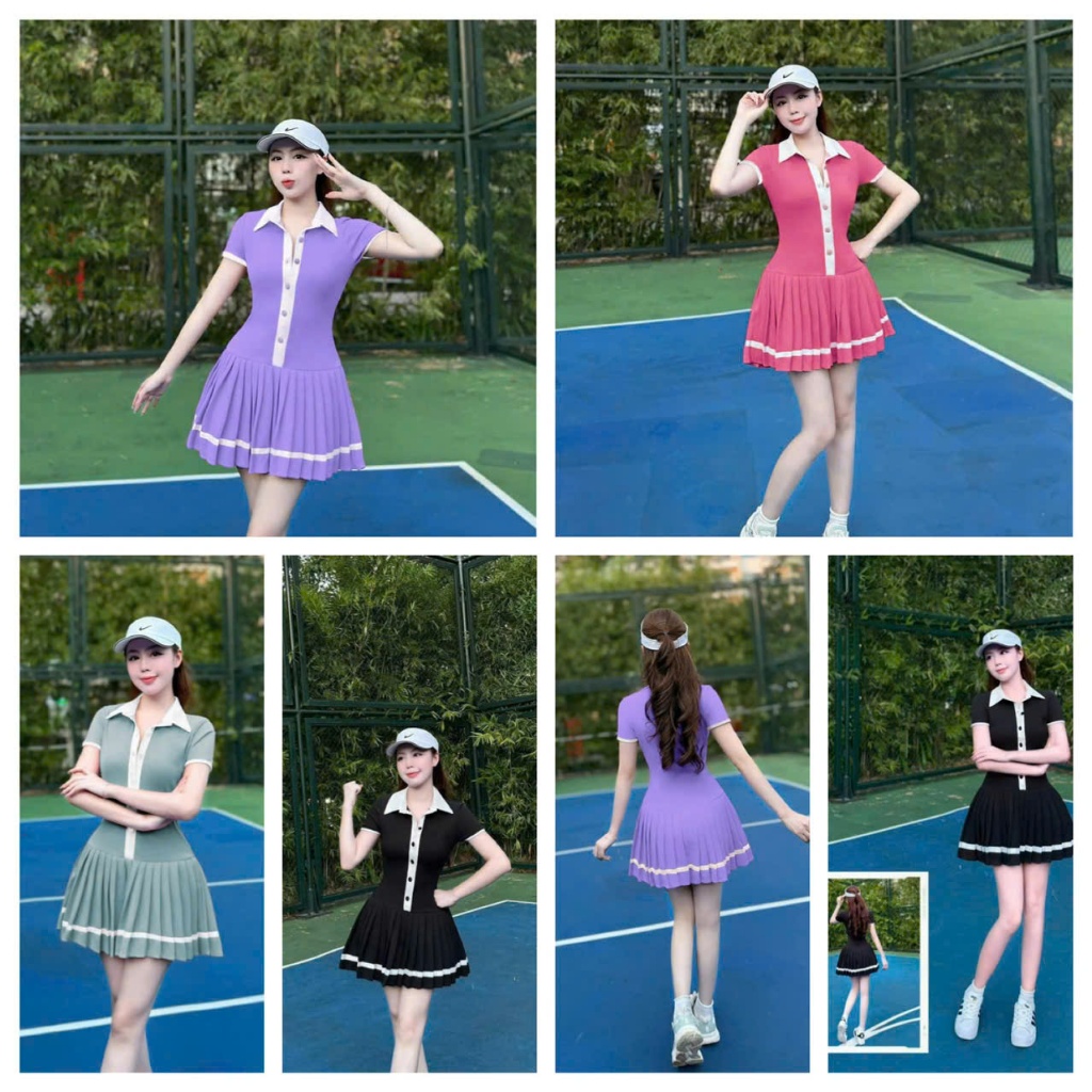 Bộ Thể thao nữ, Bộ váy liền chơi Tennis, pickleball, golf... Hàng Cao Cấp