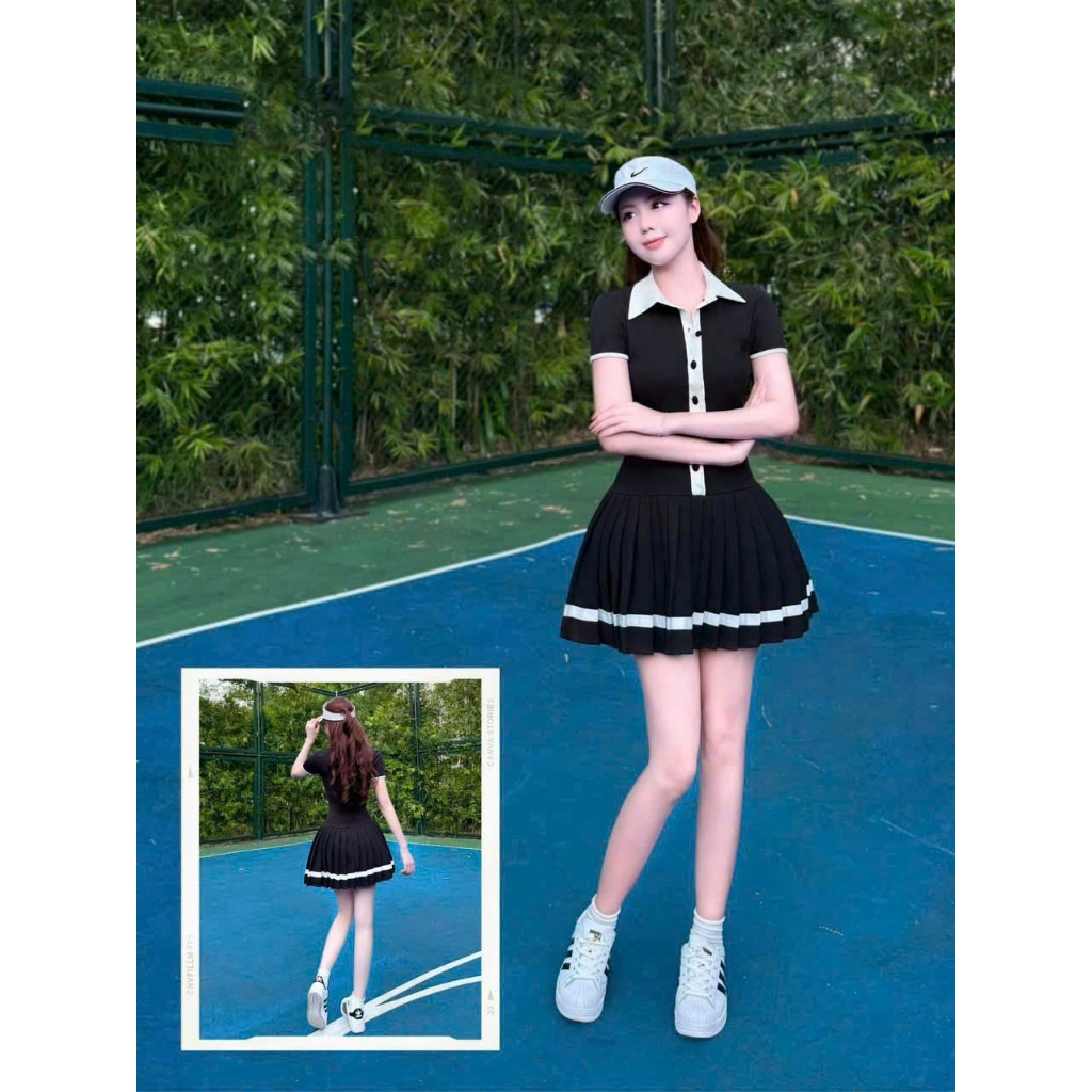 Bộ Thể thao nữ, Bộ váy liền chơi Tennis, pickleball, golf... Hàng Cao Cấp