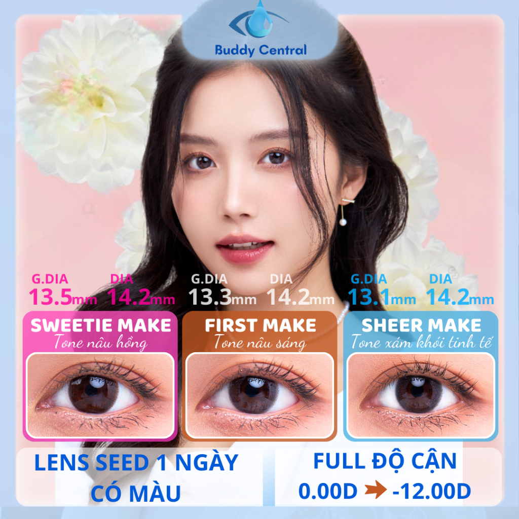 Lens Seed 1 ngày có màu Eye coffret 1day UV có full độ cận (1 chiếc lẻ ...
