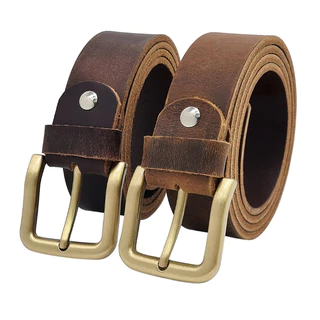 [130cm][Tặng đục lỗ] Dây lưng da bò thật DHM-122 | Dây nịt da bò sáp đầu khoá kim mạ đồng thời trang | Bảo hành 12 tháng