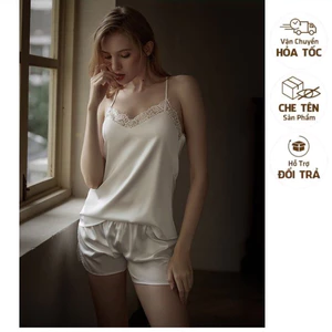Hàng loại 1 -3 size (42-62kg ) Bộ ngủ lụa lưng đổ sexy - SX825 - bộ ngủ mặc nhà - Kellywang