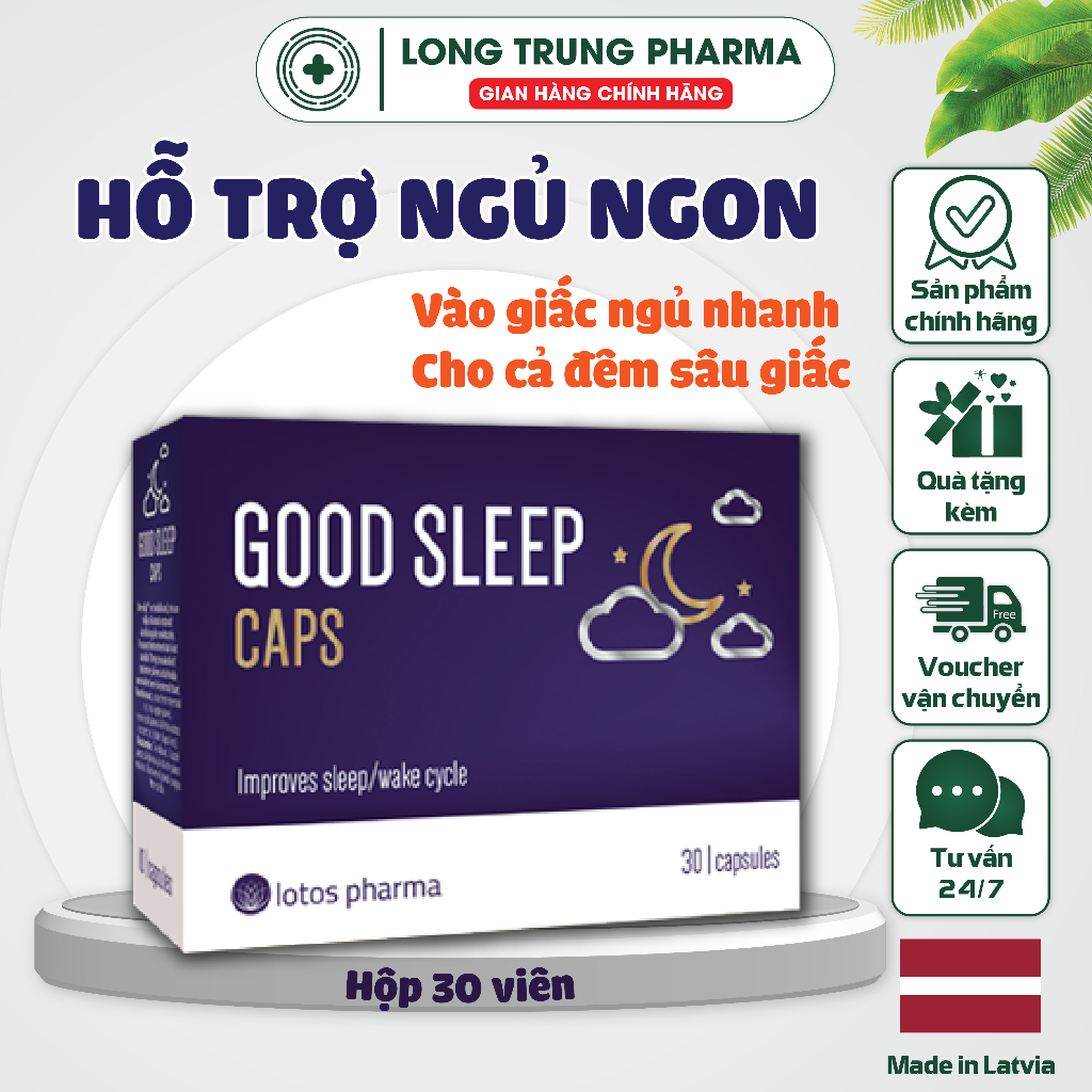 Good Sleep Caps Viên uống ngủ ngon, Hỗ trợ giấc ngủ tự nhiên, ngủ ngon ...
