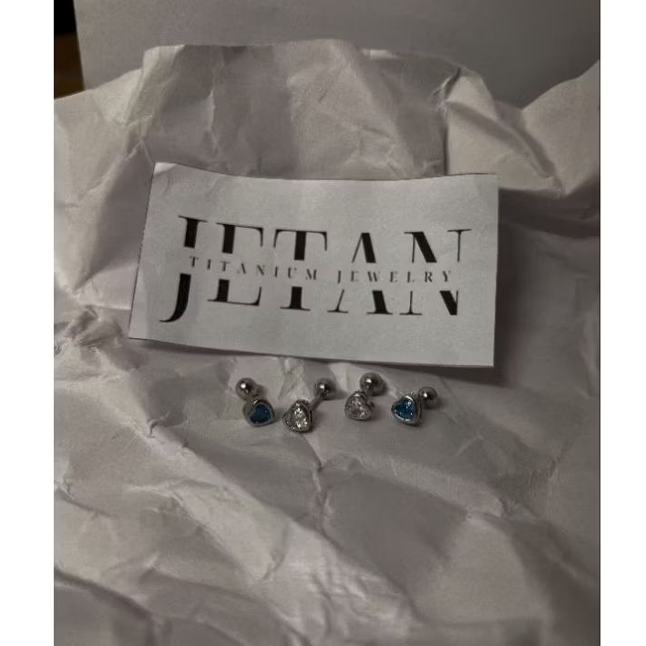 Khuyên Tai Tim Đá White Viền Bạc JetanX (1 chiếc)