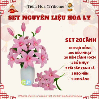 [TẶNG MÈO HOẶC ÔNG THẦN TÀI]Set Nguyên Liệu Làm Hoa Tết Đào,Mai, Quýt, Ly Kẽm Nhung Handmade Loại 1 Dày Mịn DIY Handmade