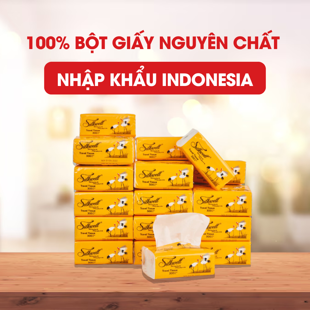 Ảnh Bịch 10 gói giấy rút lụa Sếu 100 tờ 3 lớp Silkwell cao cấp dai mềm mịn + không bụi giấy 1