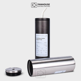 Ly giữ nhiệt Iced Americano 600ml cốc giữ nhiệt inox khắc tên, Fan House tặng ống hút inox, cọ rửa bình