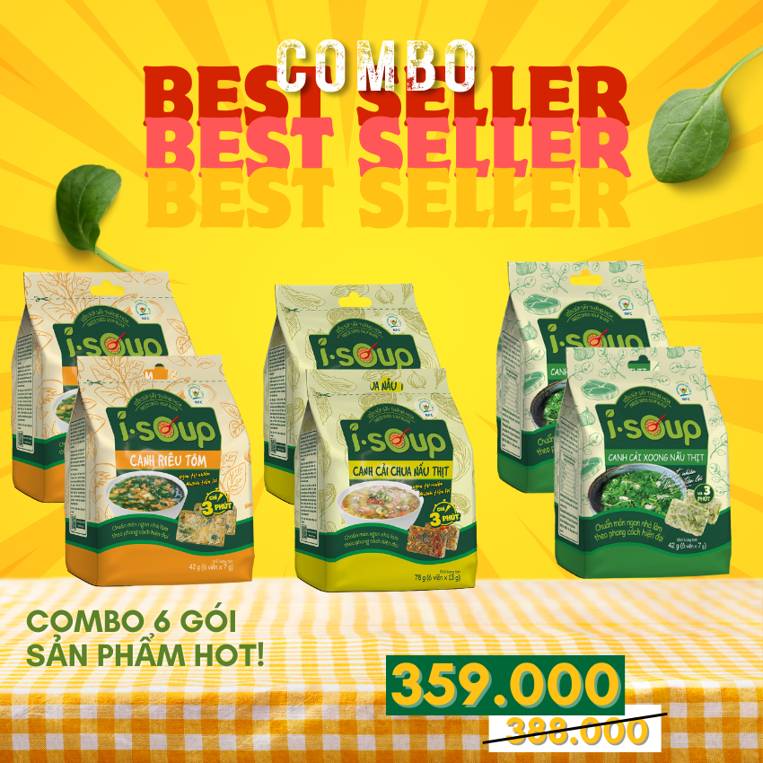 Combo 6 canh ăn liền I.SOUP Hot: 2 Canh Riêu Tôm, 2 Canh Cải Chua, 2 ...