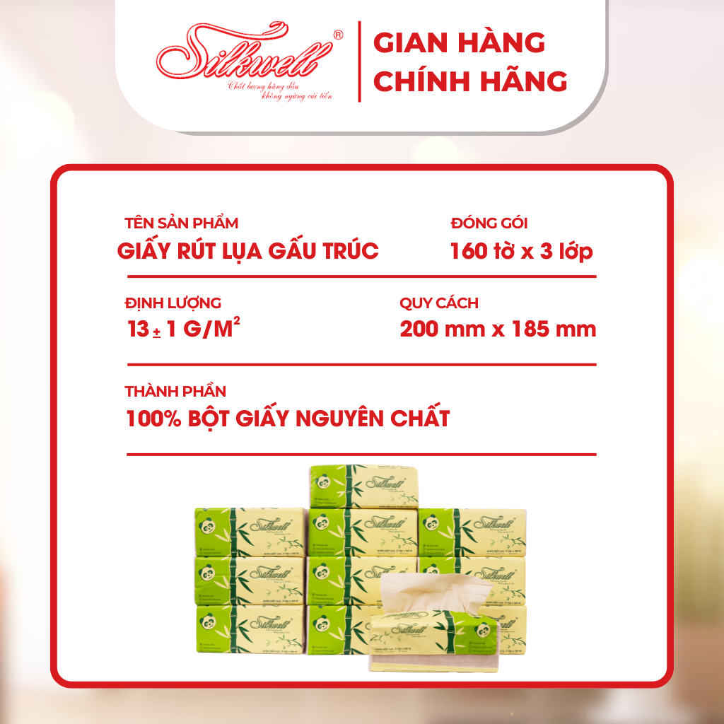 Ảnh Thùng 9 gói giấy ăn gấu trúc khổ lớn Silkwell 100% bột tre nhập khẩu cao cấp tiện lợi 1
