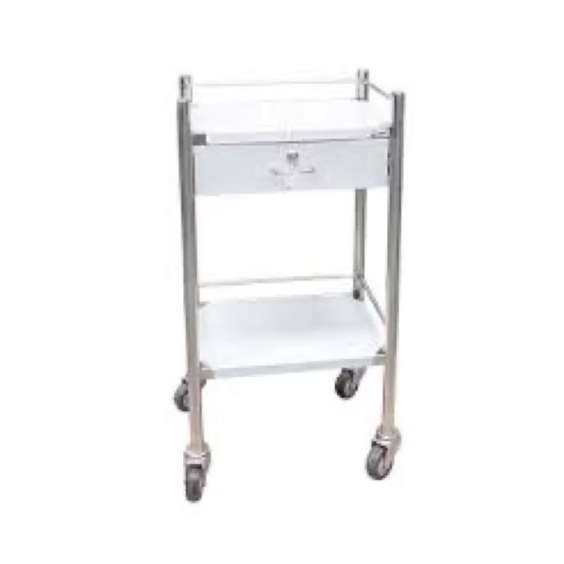 Xe đẩy dụng cụ 2 tầng có hộc kéo , xe đẩy inox 201 2 tầng có ngăn kéo