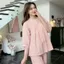 Bộ Đồ Bầu Và Sau Sinh Larosa Tay Lửng Chất Caro Thêu Mềm Mịn Thấm Hút Mồ Hôi Cổ Tàu Xinh Xắn LA023B