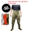 {2 LỚP} Ủng lội nước dài liền quần đế cứng màu nâu size 35-46, quần ủng bảo hộ lao động