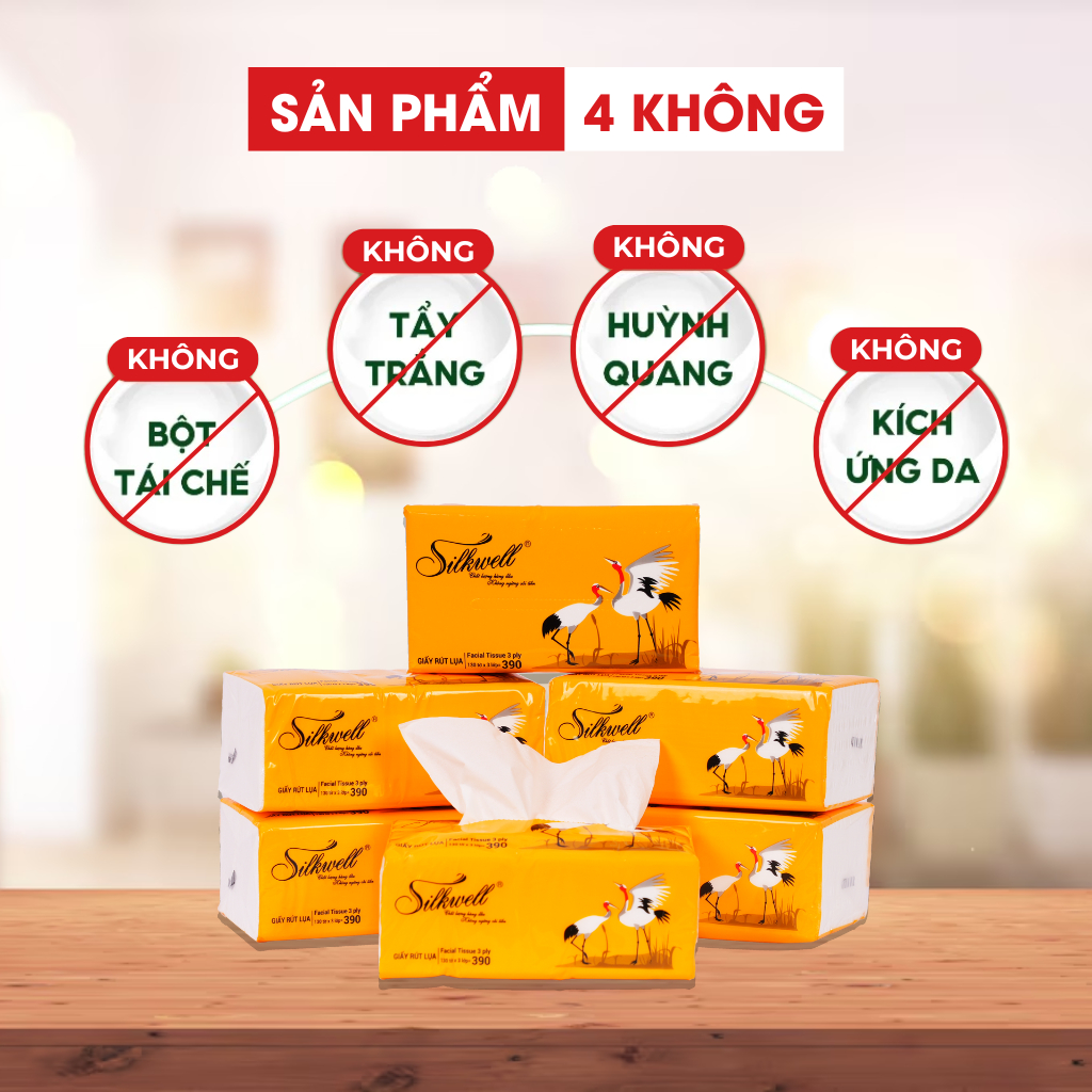 Ảnh Thùng 16 gói Giấy ăn rút lụa Silkwell Sếu 130 tờ 3 lớp cao cấp mềm mịn không tẩy trắng không bụi giấy 2