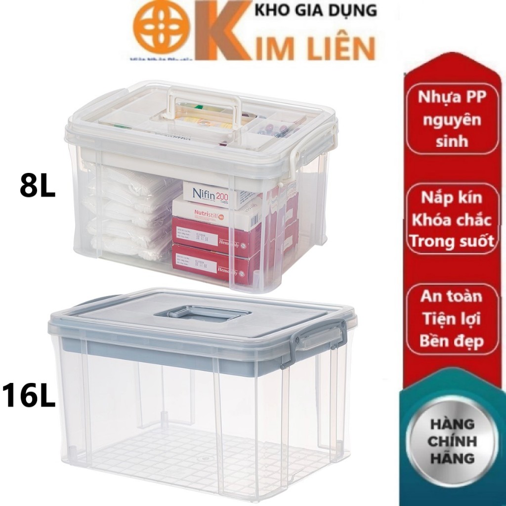 Thùng đựng đồ y tế trong nhựa VIỆT NHẬT - 2 tầng, khay phân loại thuốc, đồ dùng sửa chữa - 6576/7-1