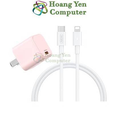 Bộ Sạc Nhanh 20W Remax RP-U7 Cho Điện Thoại Táo + Cáp Sạc TYPE C to LN (PD20W) - Hoangyencomputer